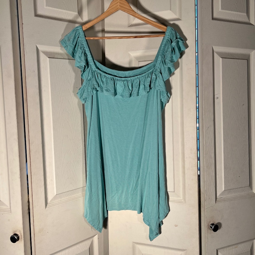 Evan’s Blue Ruffle Sleeve Tank Top Size 20
